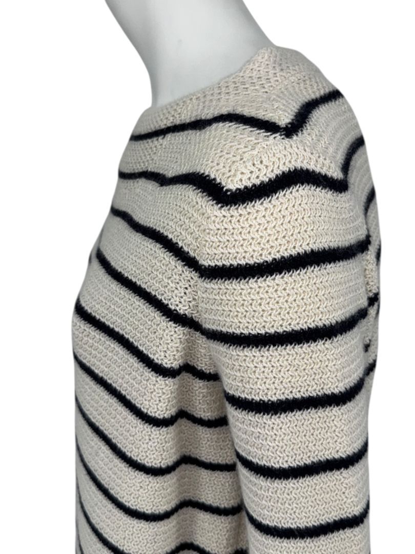 The Row Ivory & Navy Cashmere Striped Boatneck Sweater – Size S