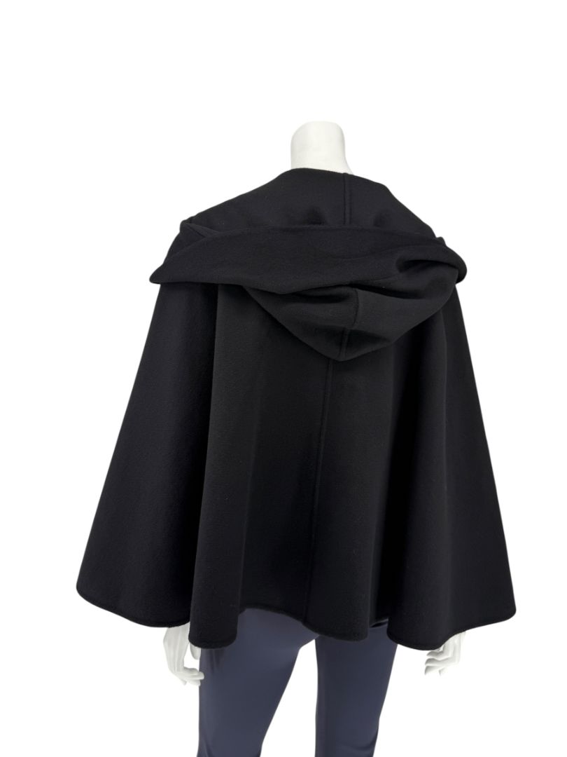 Giorgio Armani Black Wool-Cashmere Hooded Cape – Size IT 46 / US 10