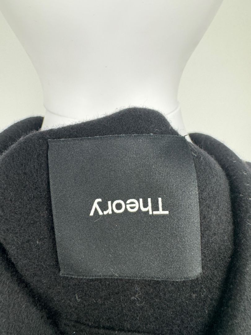 Theory Black Wool-Cashmere Stitch Overlay Coat – Size M