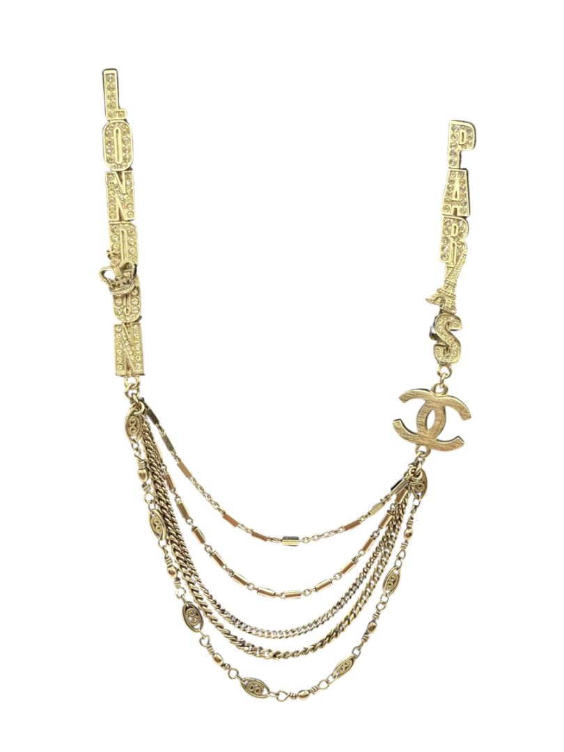 Chanel Crystal CC London–Paris Multi-Strand Chain Brooch – Silver Tone (Fall 2008)