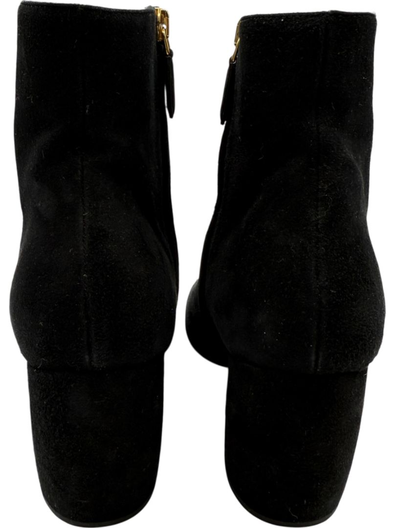 Prada Black Suede Pointed-Toe Booties – Size 39