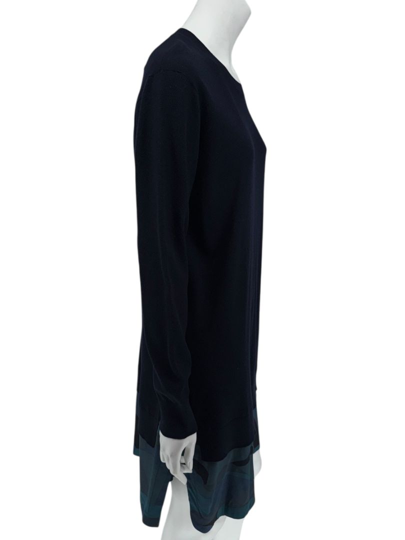 Louis Vuitton Navy Knit Tunic Dress with Printed Hem - Size L