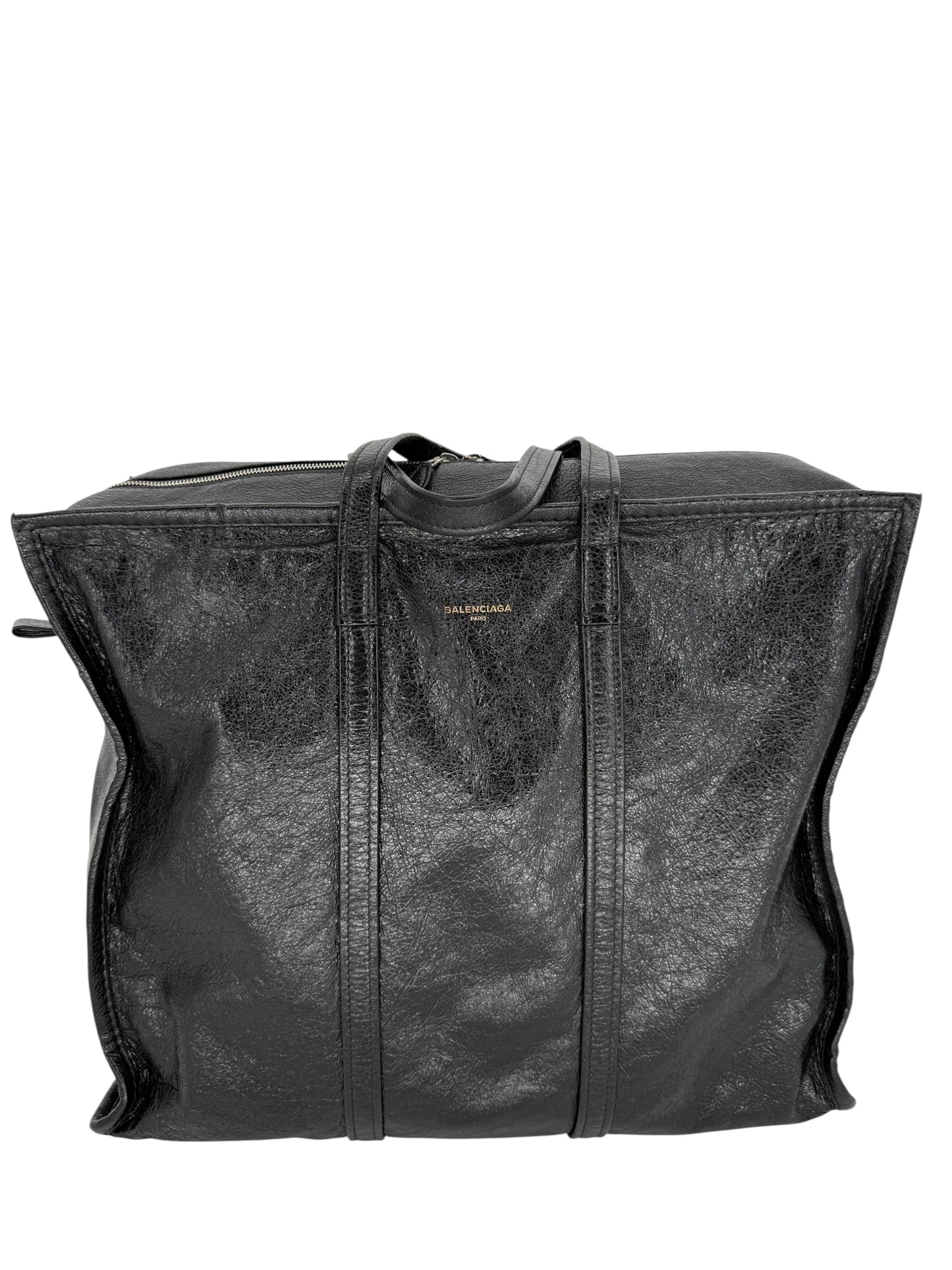 Balenciaga Black Arena Leather Bazar Shopper Tote Bag - XL