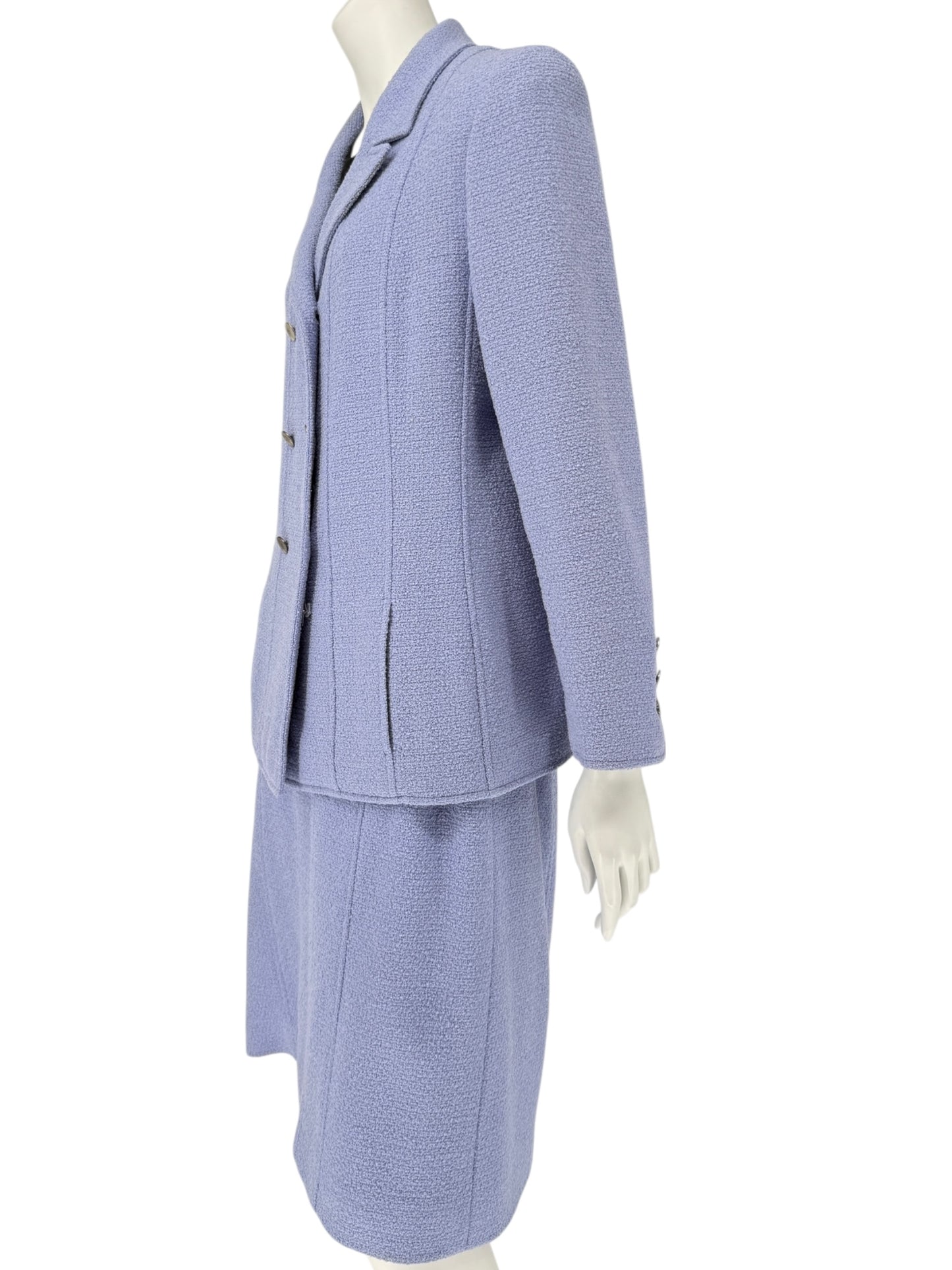 Fall 1998 Chanel Boutique Periwinkle Tweed Skirt Suit – Size FR 46