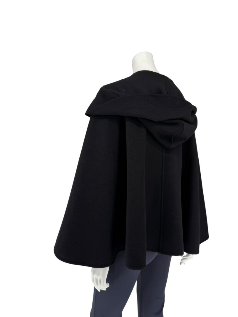 Giorgio Armani Black Wool-Cashmere Hooded Cape – Size IT 46 / US 10