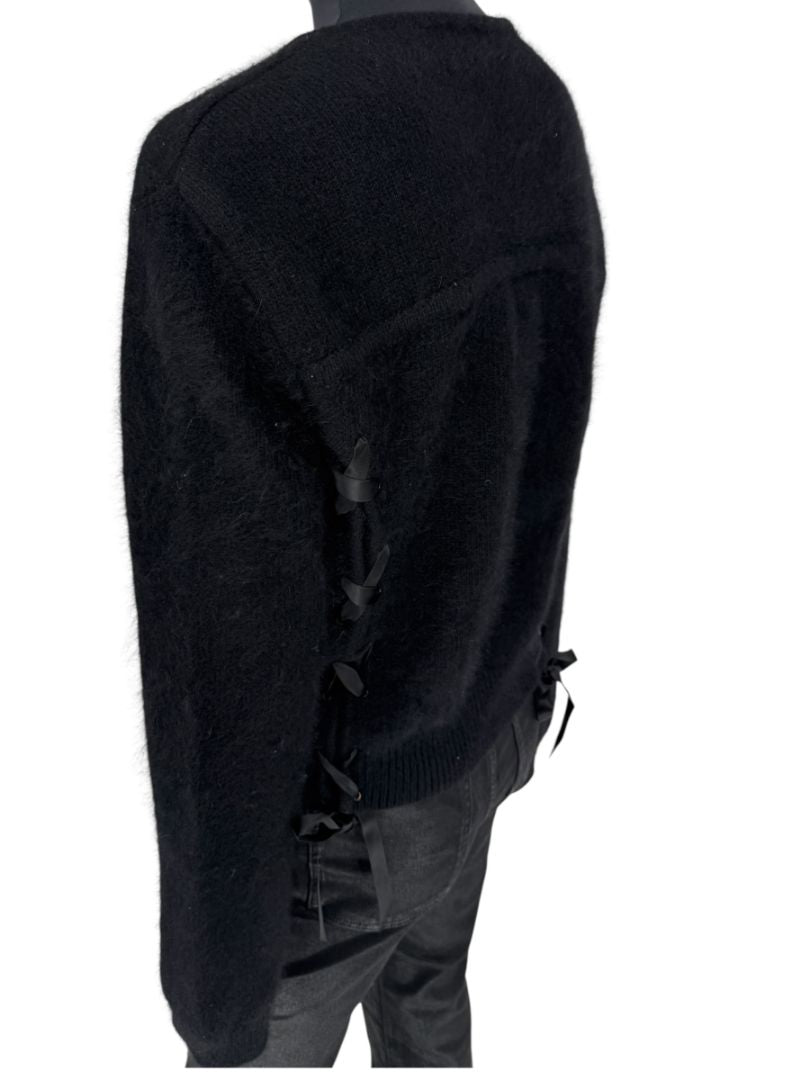 Christian Dior Black Angora-Wool Wrap Sweater – Size 44 (FR) / 12 (US)
