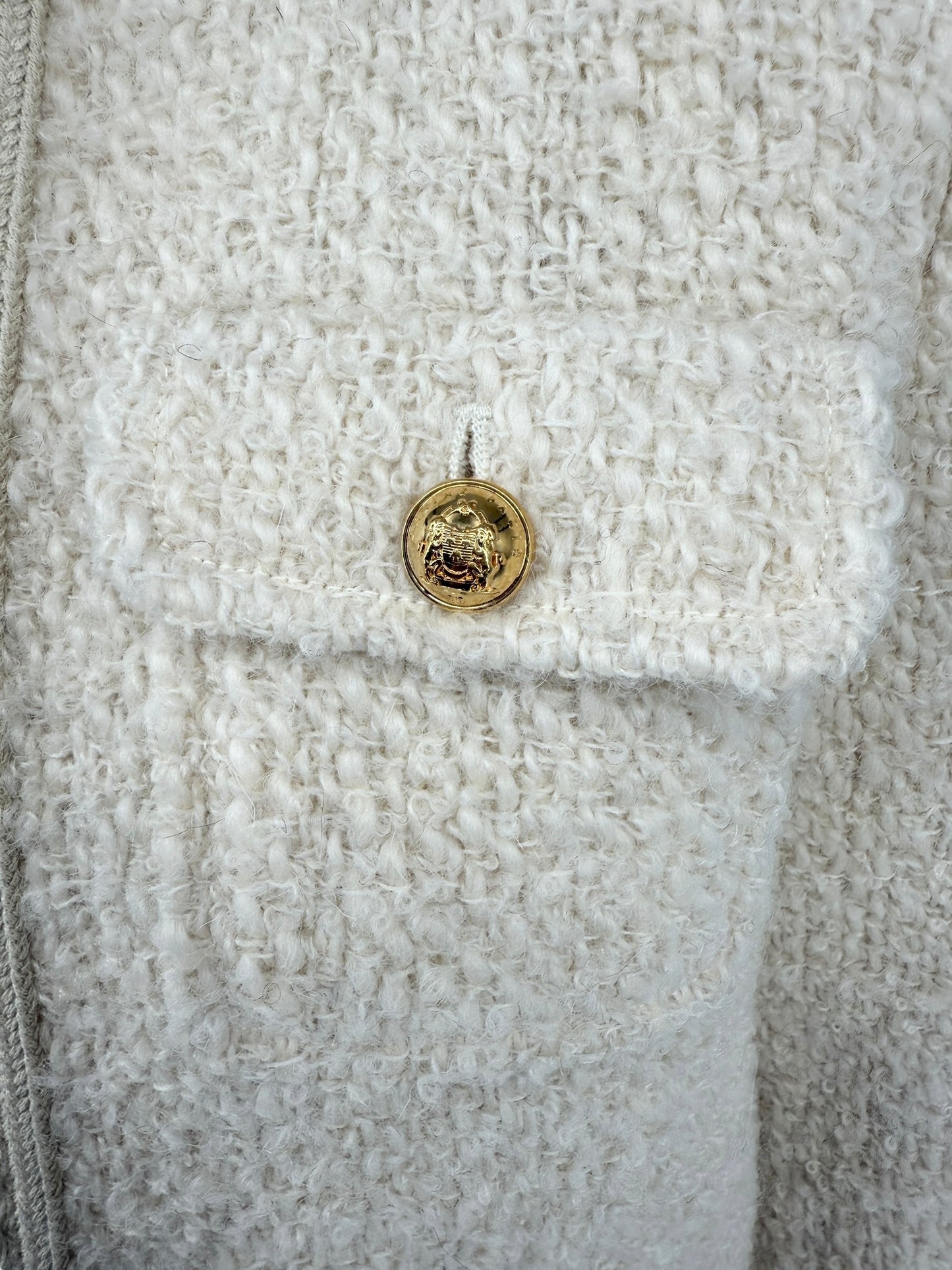 Celine “Chelsea” Ivory Tweed Jacket – Size FR 34