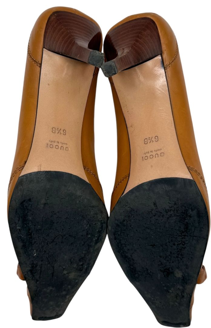 Gucci Tan Leather Horsebit Pumps – Size 36.5 – Good Preowned Condition