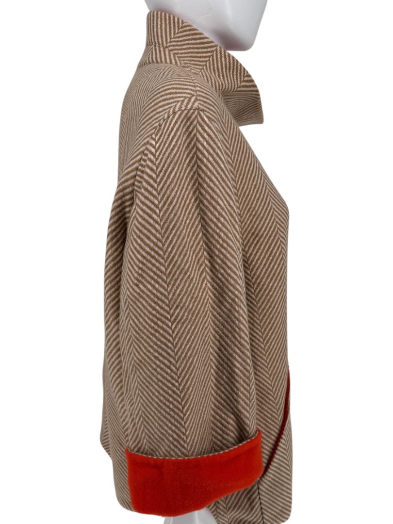 Akris Reversible Herringbone Cape Jacket - Size 10