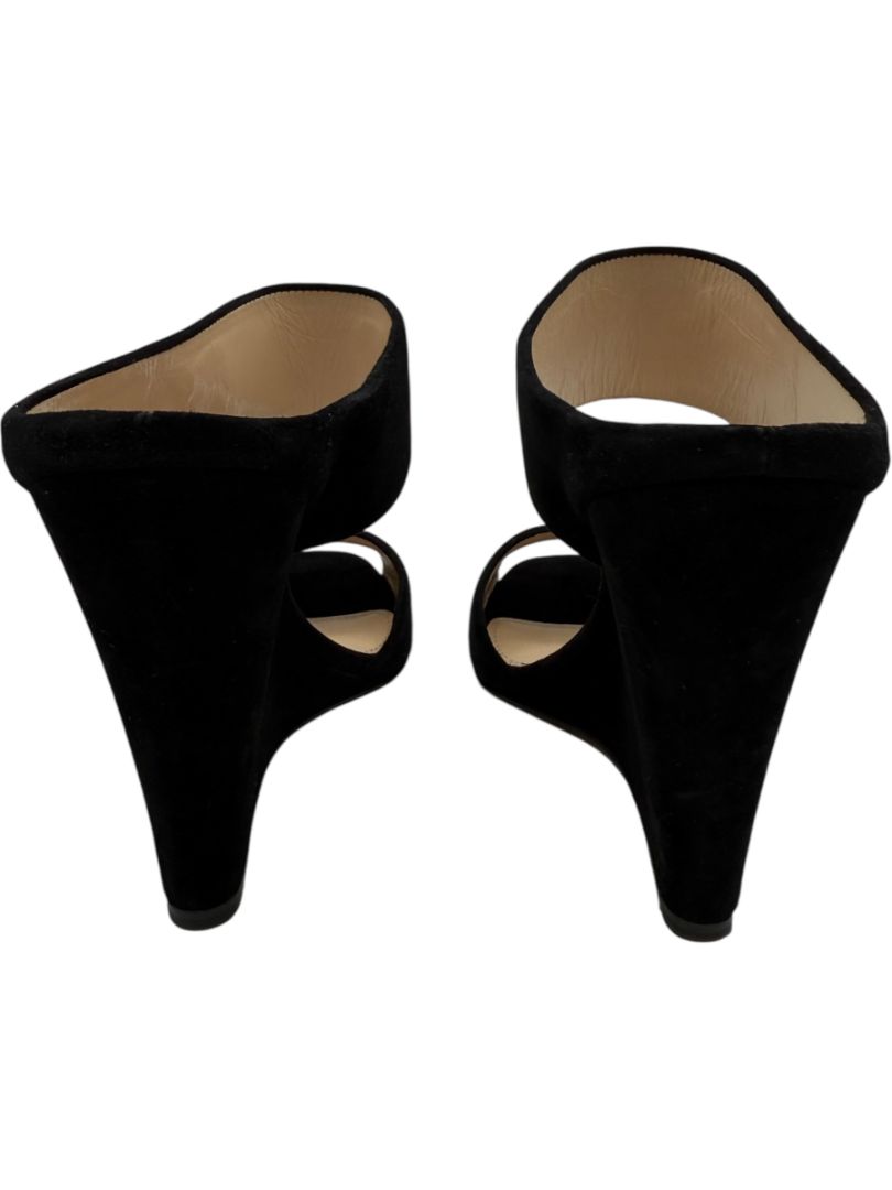 Prada Black Suede Cutout Wedge Sandals – Size 39