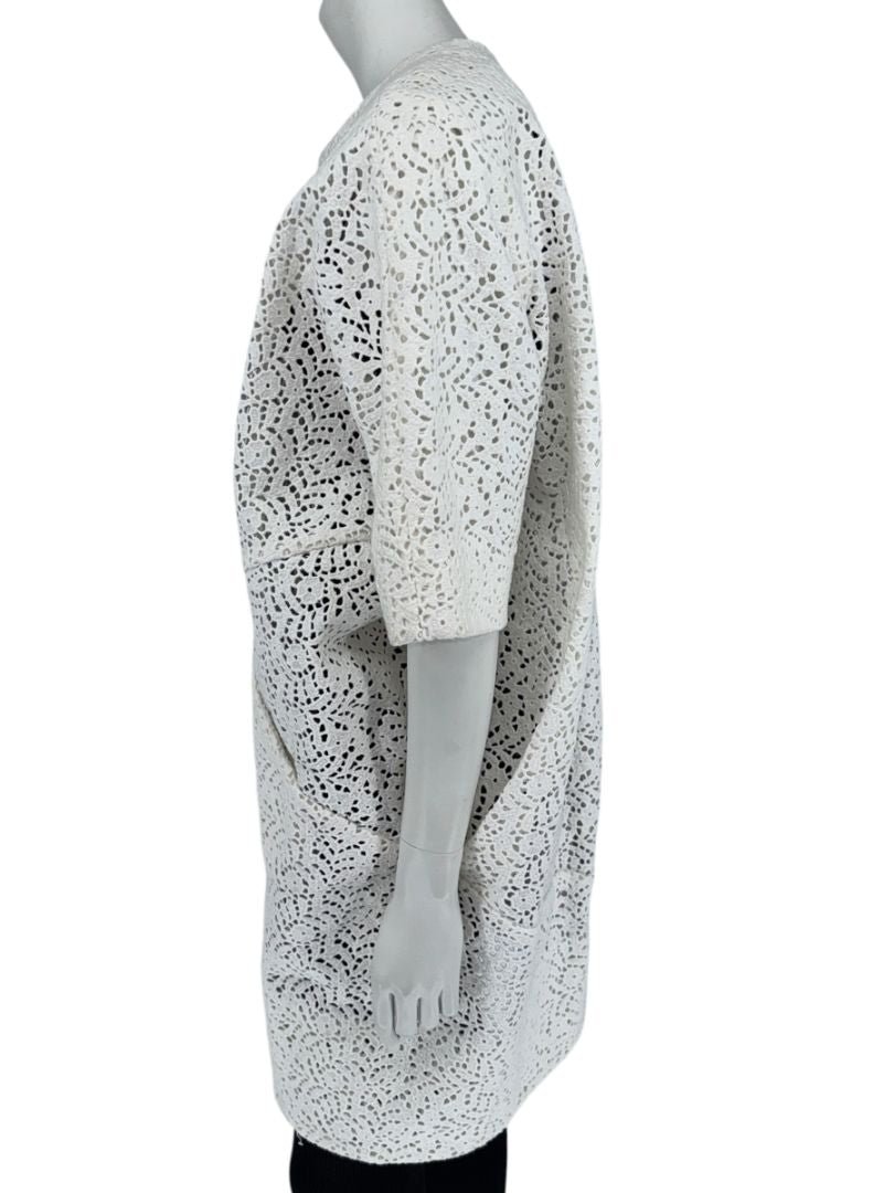 Maria Cornejo White Cotton Eyelet Cocoon Coat – Size 6