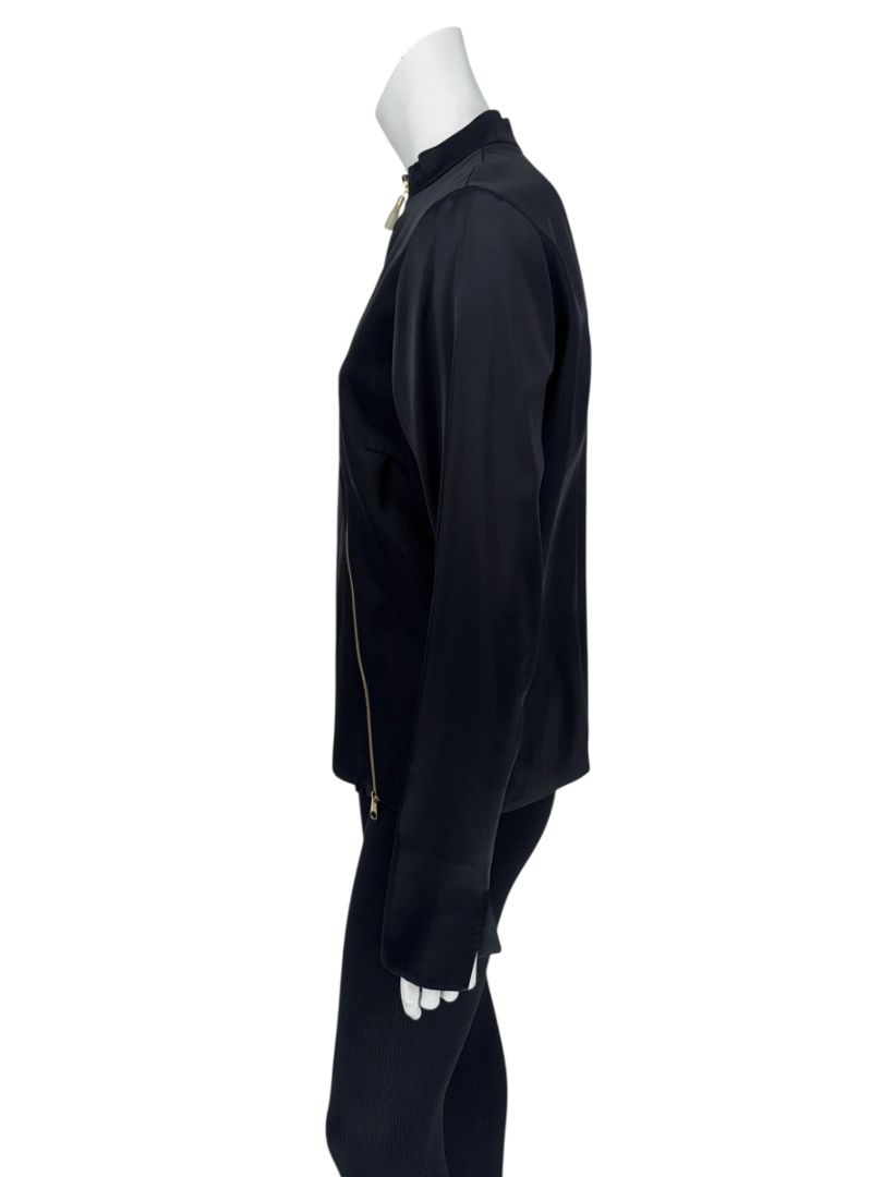 Christian Dior Black Asymmetric-Zip Blouse – Size FR 44 (US 12)