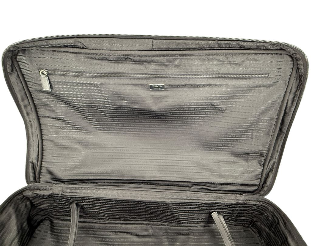 Prada Black Nylon Rolling Suitcase with Saffiano Leather Trim – 26.5" x 17.5" x 9.5"