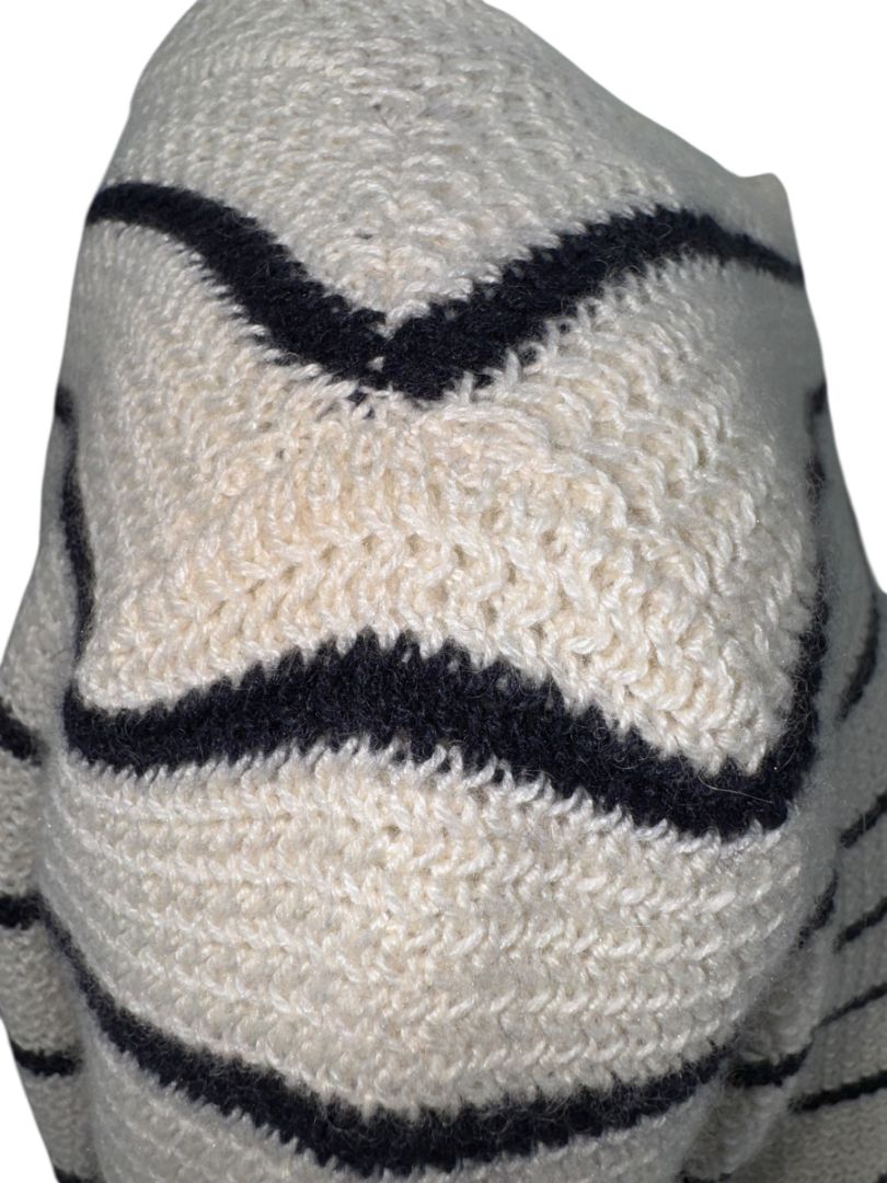 The Row Ivory & Navy Cashmere Striped Boatneck Sweater – Size S