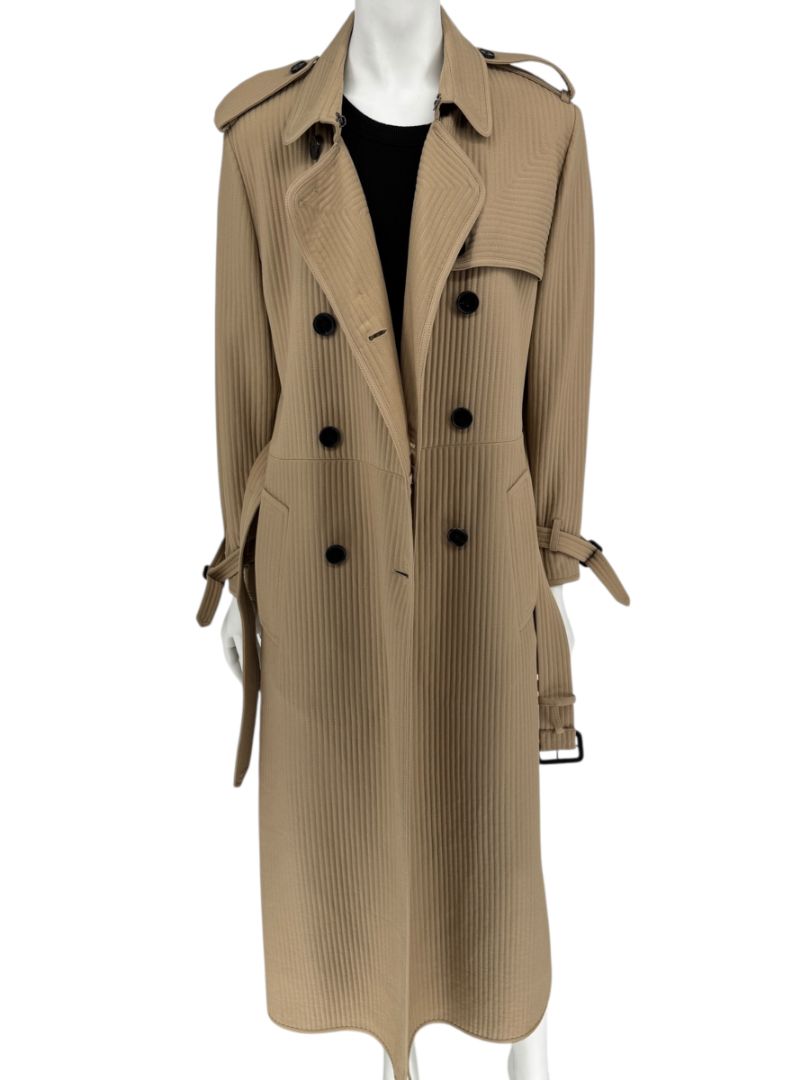 Valentino Camel Quilted Longline Trench Coat – Size IT 44 / US 10
