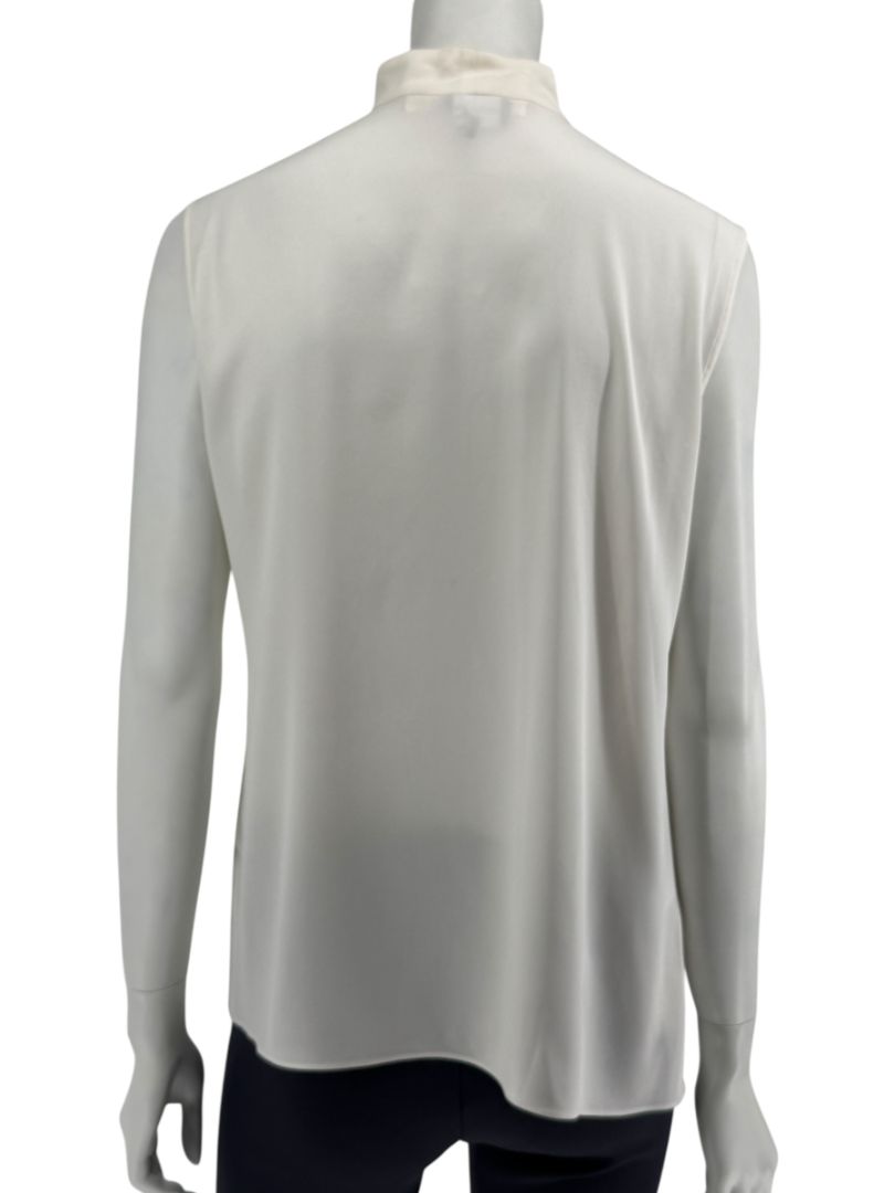 Giorgio Armani Ivory Silk Ruffle Front Sleeveless Blouse – Size 10