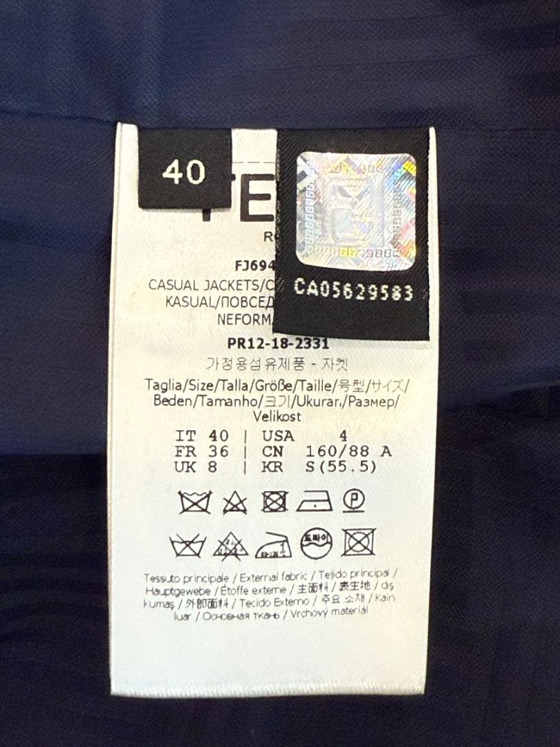 Fendi Roma Grey Wool-Blend Checked Pantsuit – Size IT 42 (Jacket) / IT 40 (Pants)