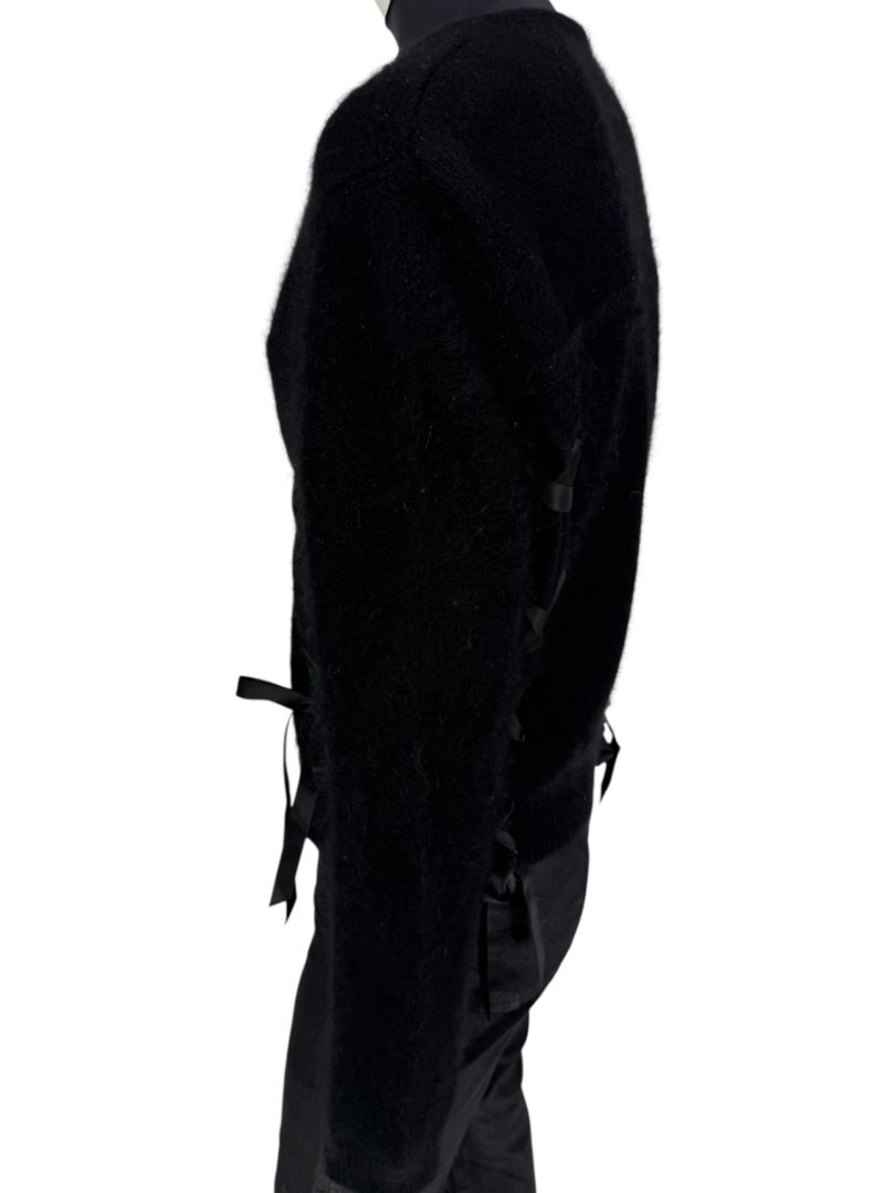 Christian Dior Black Angora-Wool Wrap Sweater – Size 44 (FR) / 12 (US)