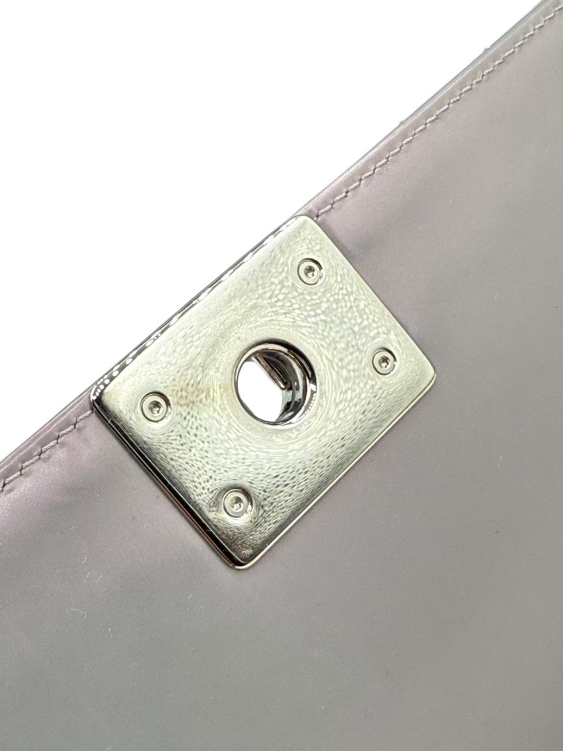 Chanel Lilac Iridescent Patent Calfskin Medium Boy Bag Silver Hardware w/ Box & Card