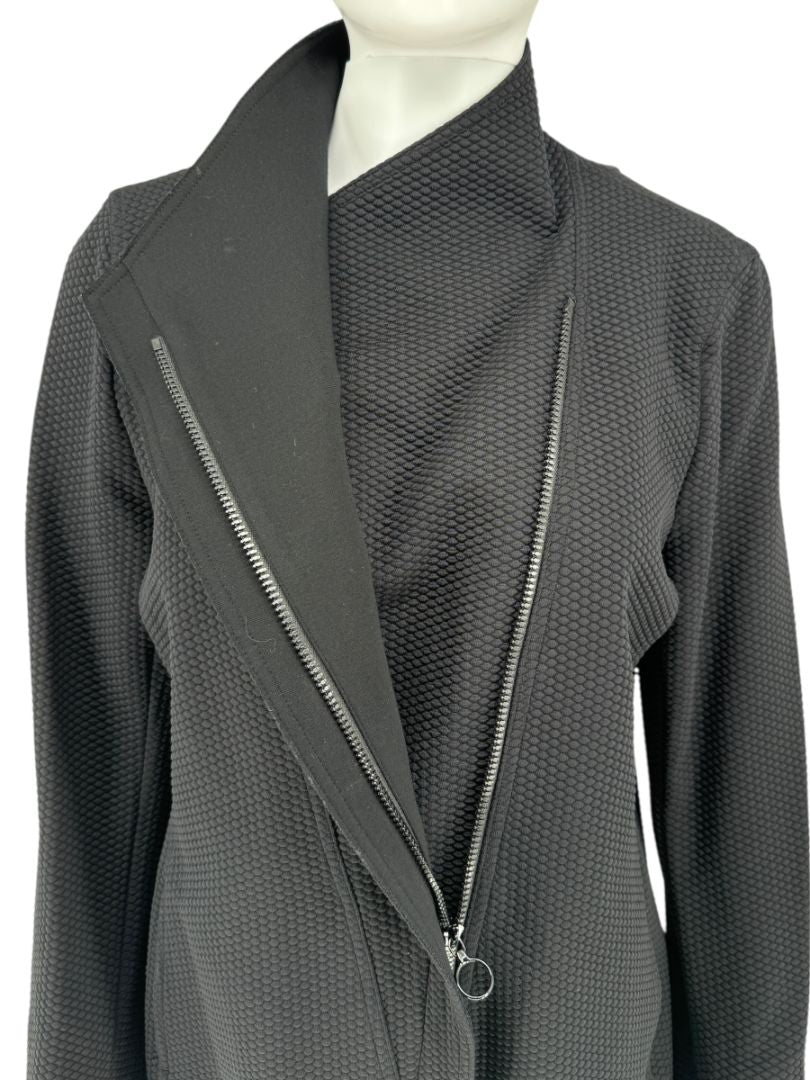 Akris Punto Black Honeycomb Zip Jacket - Size 10