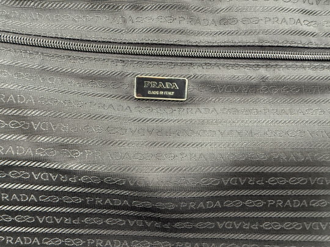 Prada Black Nylon Rolling Suitcase with Saffiano Leather Trim – 26.5" x 17.5" x 9.5"