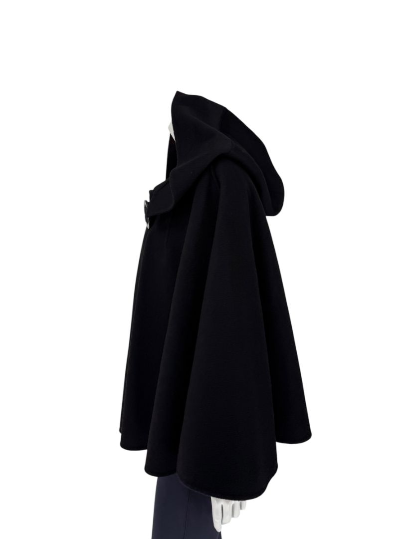 Giorgio Armani Black Wool-Cashmere Hooded Cape – Size IT 46 / US 10