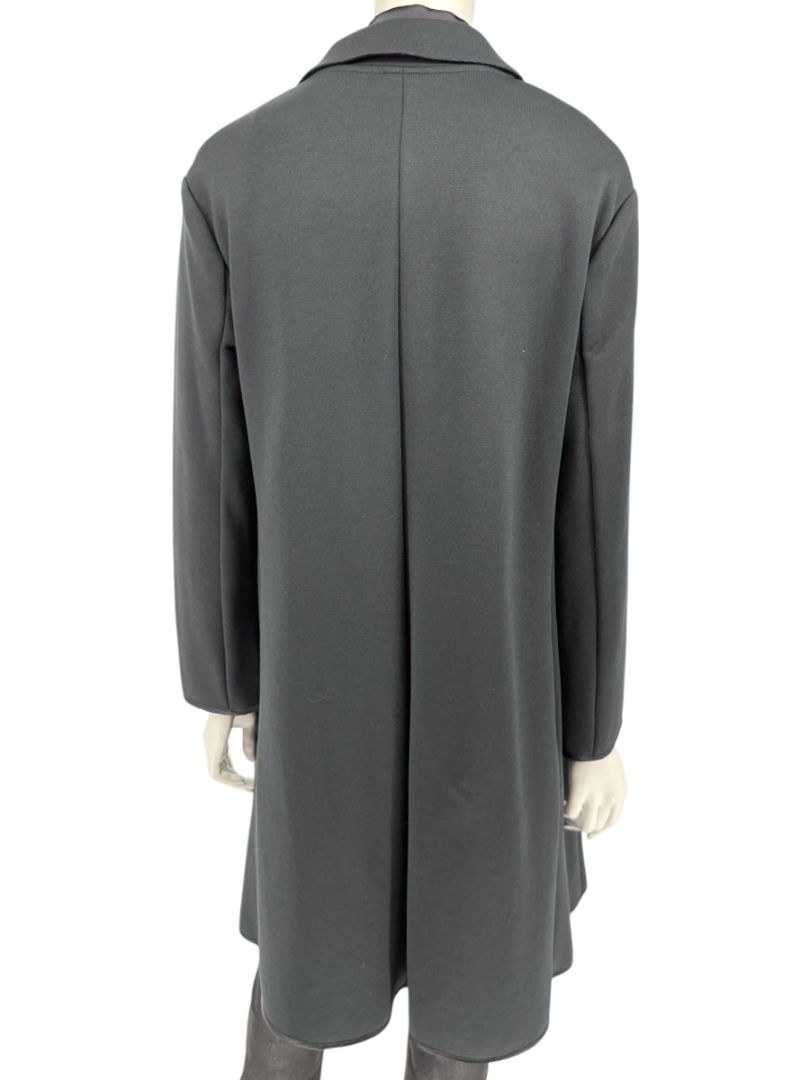 Pamella Roland Black Long Coat Minimalist Hidden Placket Shirt Collar - Large