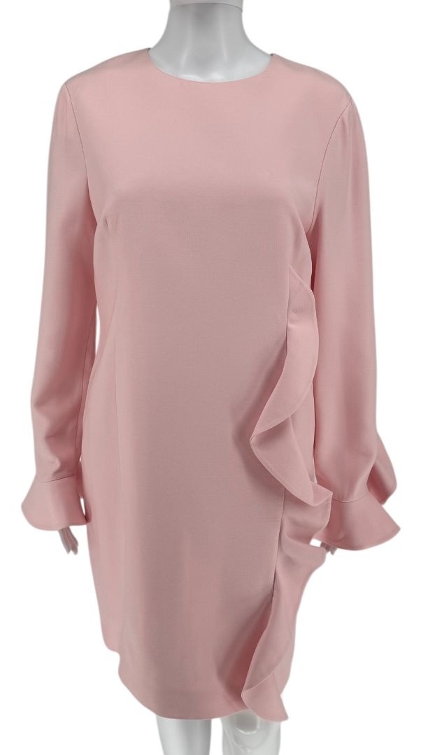 Valentino Pink Crepe Ruffle Detail Dress – Size 10 – Very Good Preowned Condition