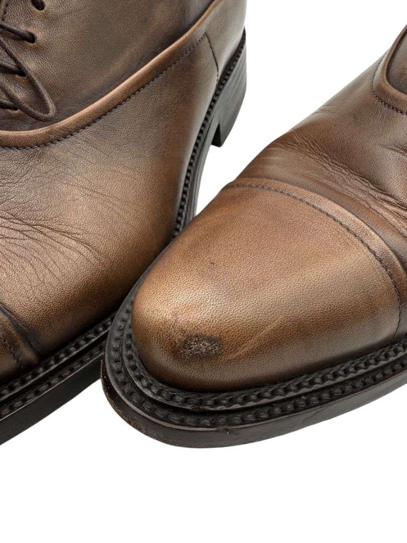 Prada Men’s Black Leather Cap Toe Lace-Up Shoes – Size 6.5