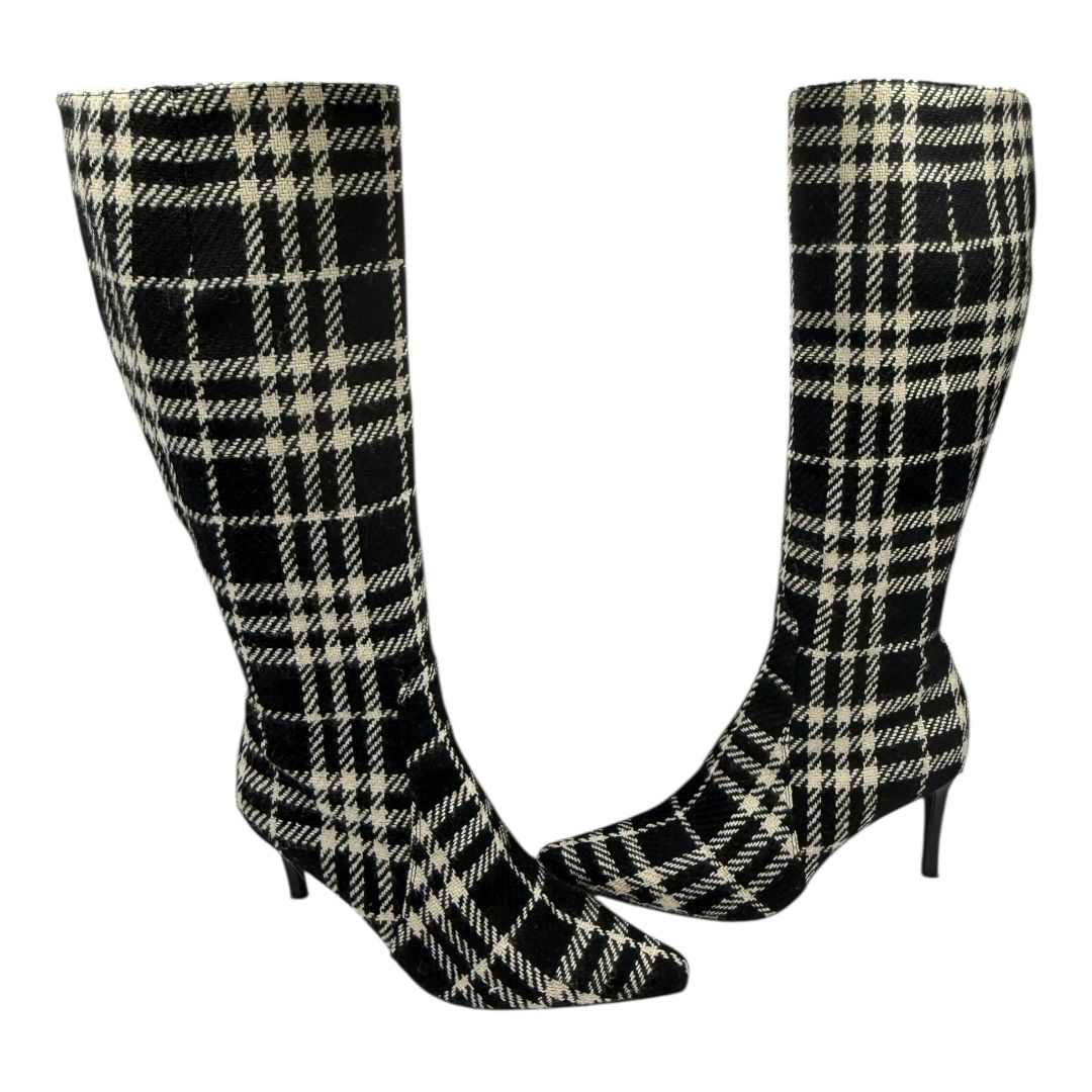 Burberry Plaid Wool Pointed Toe Knee-High Boots – Size 41.5