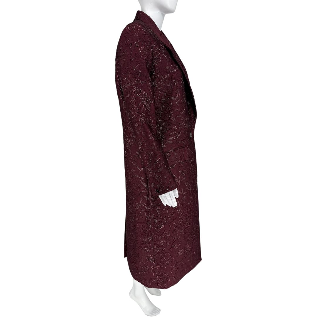 Pamella Roland -Wine Brocade Metallic Floral Dress & Coat Set - Size 8/10