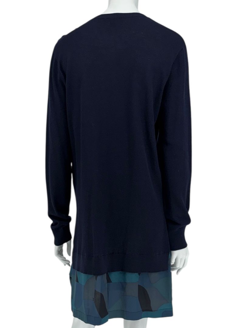 Louis Vuitton Navy Knit Tunic Dress with Printed Hem - Size L