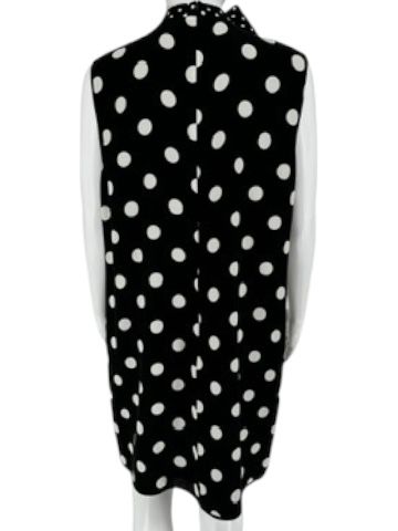 Andrew Gn Black & White Polka Dot Sleeveless Silk Shift Dress - Size 46