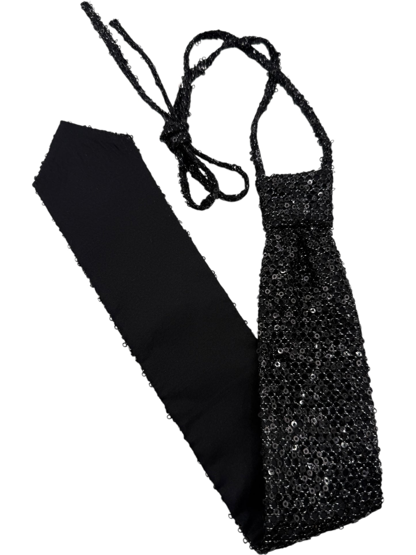 Pamella Roland Black Sequin Neck Tie – One Size
