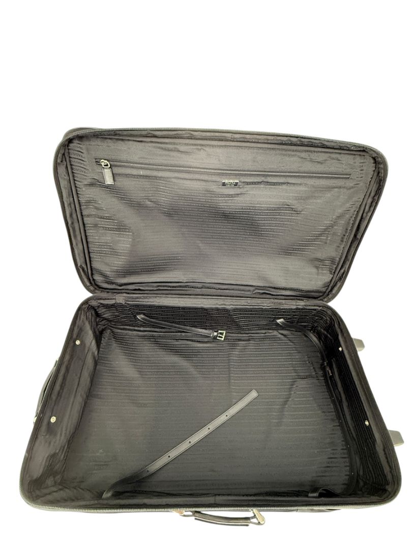 Prada Black Nylon Rolling Suitcase with Saffiano Leather Trim – 26.5" x 17.5" x 9.5"