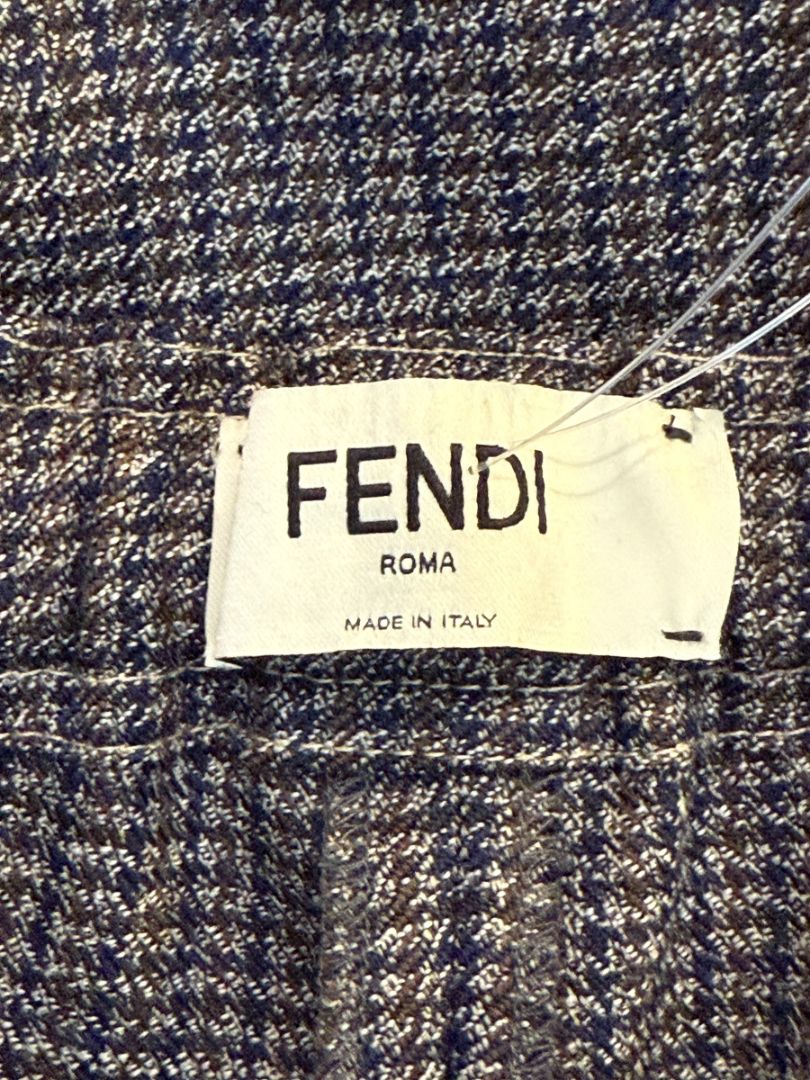 Fendi Roma Grey Wool-Blend Checked Pantsuit – Size IT 42 (Jacket) / IT 40 (Pants)