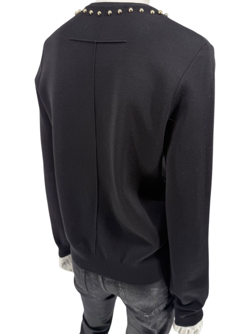 Givenchy Paris Black Wool Studded V-Neck Sweater – Size M