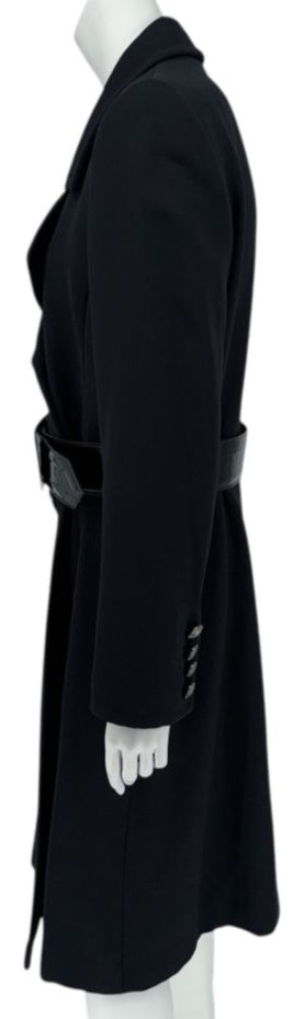 Armani Collezioni Black Wool Belted Coat – Size 10 (Good Condition)