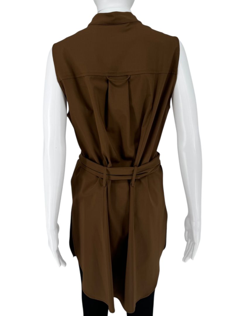 Sally LaPointe Camel Wool Belted Tunic Shirt - Size 10