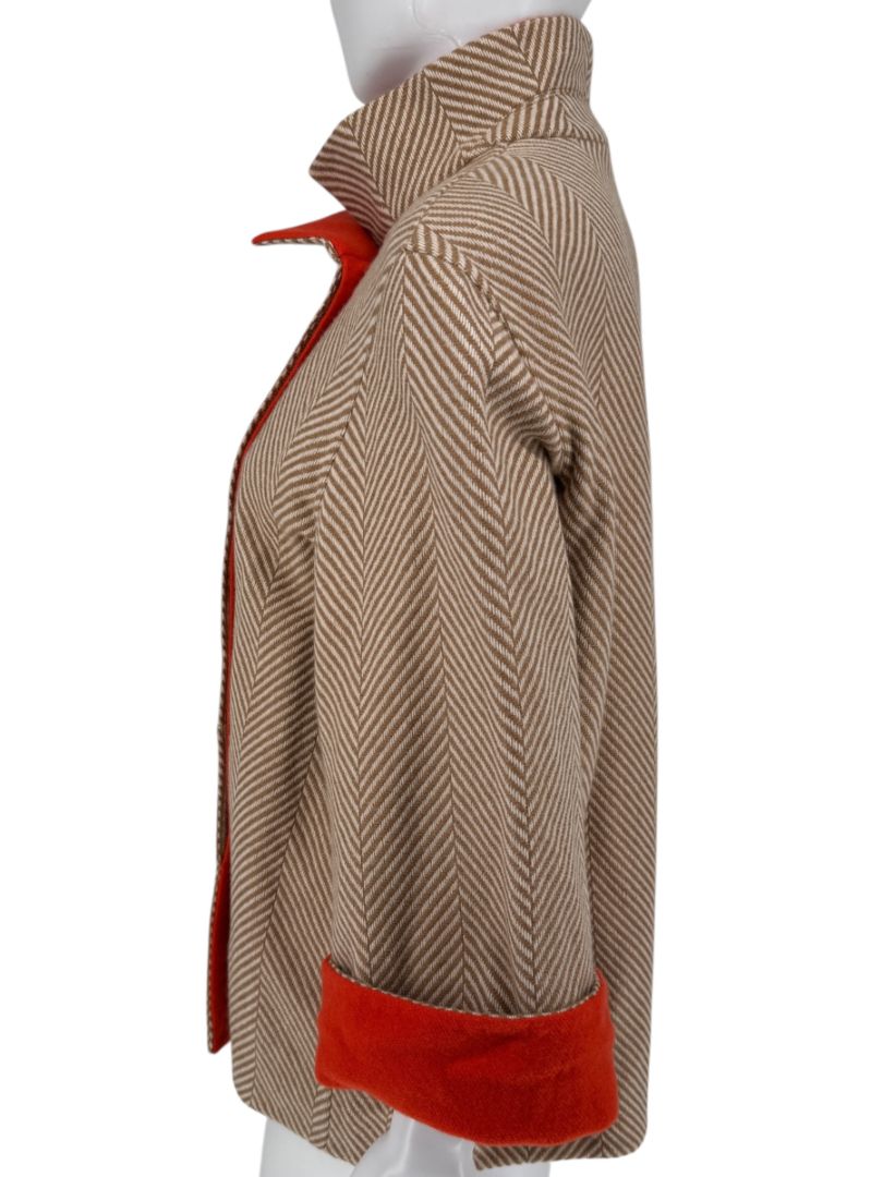 Akris Reversible Herringbone Cape Jacket - Size 10