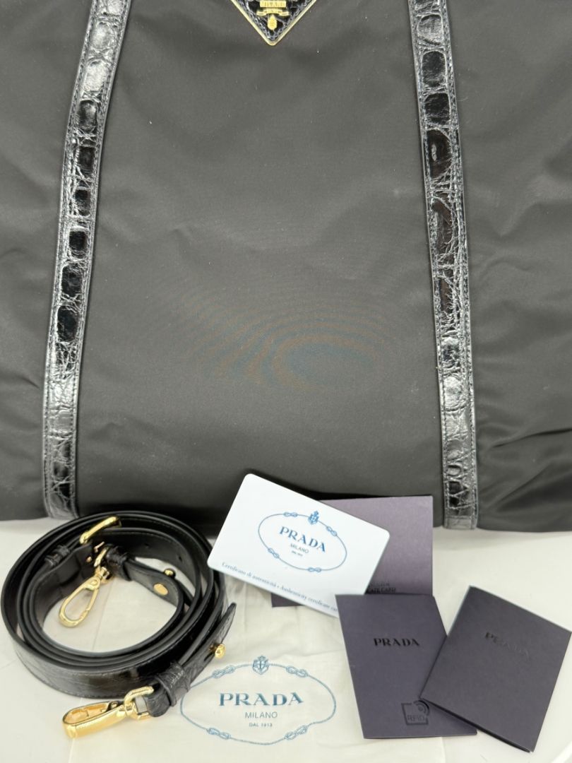 Prada Tessuto Nylon & Leather Trim Tote – Nero