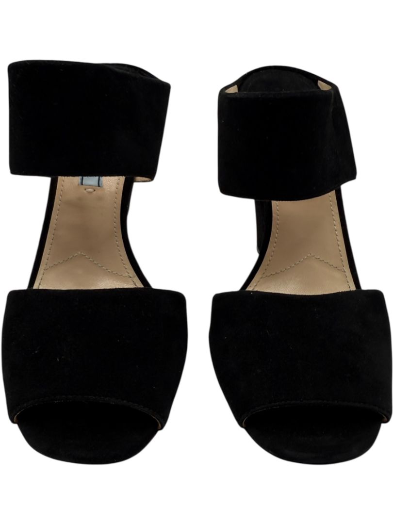 Prada Black Suede Cutout Wedge Sandals – Size 39