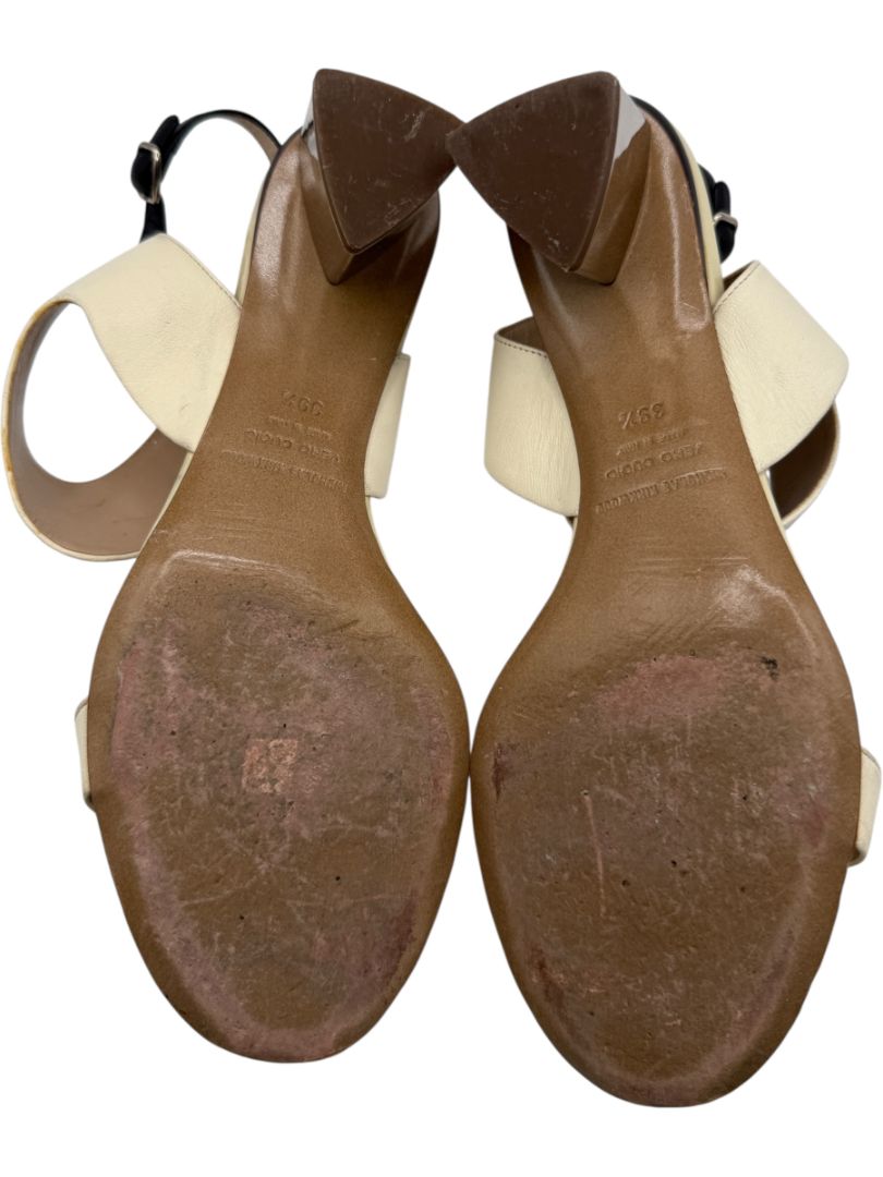 Nicholas Kirkwood Cream Leather Sandals with Silver Block Heel – Size 39.5
