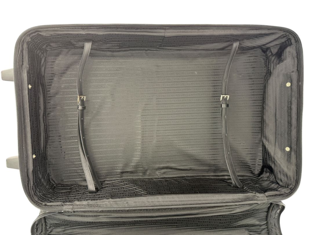Prada Black Nylon Rolling Suitcase with Saffiano Leather Trim – 26.5" x 17.5" x 9.5"