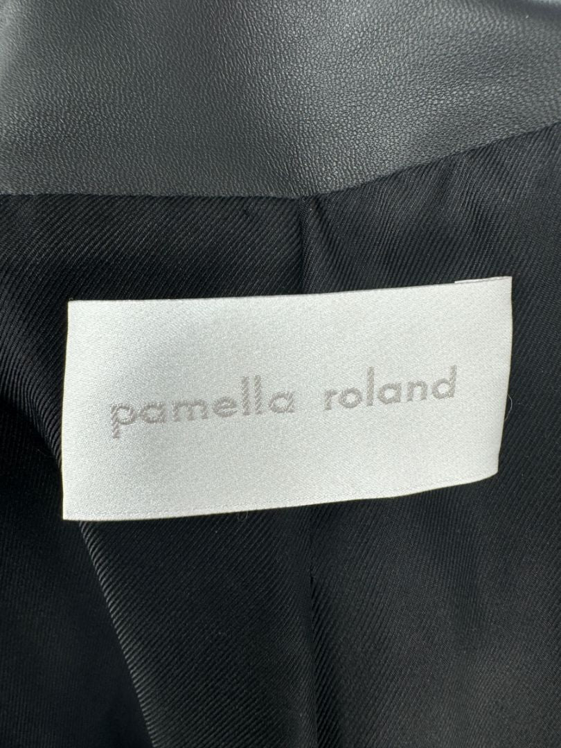 Pamella Roland Black Lambskin Moto-Inspired Leather Jacket – Large