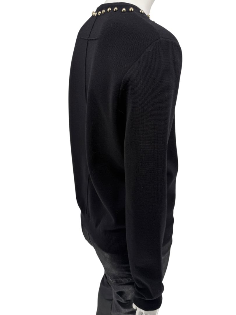 Givenchy Paris Black Wool Studded V-Neck Sweater – Size M