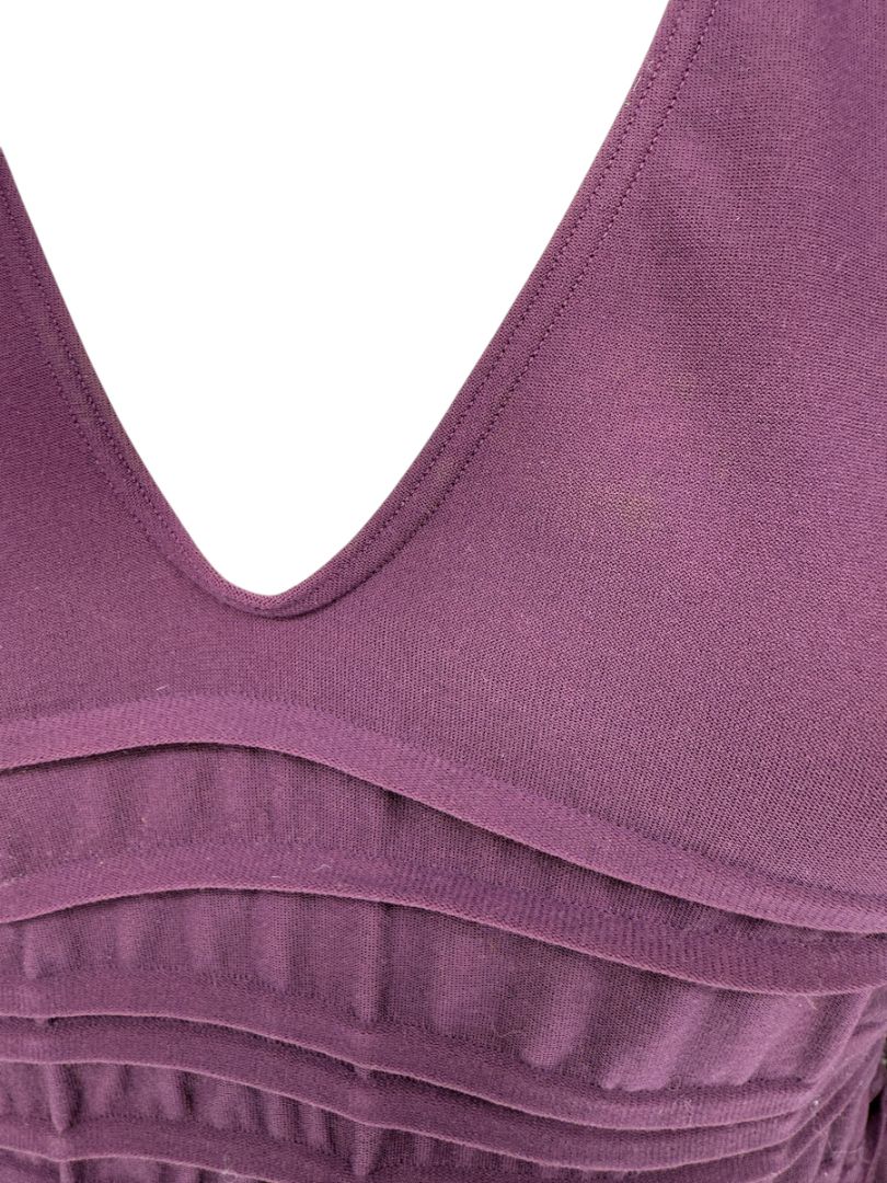 Wolford Plum Textured Pleated Long-Sleeve Top – Large