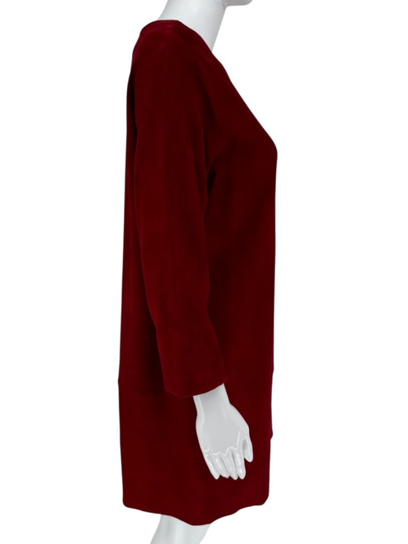The Row Ruby Red Suede Sheath Dress – Size 8