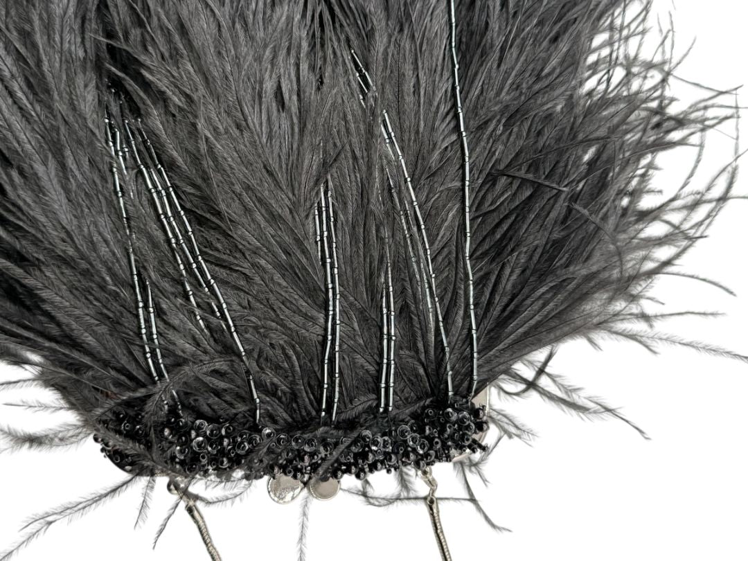 Moo Roo Feather & Beaded Evening Bag – Very Good Condition – Signed by Designer