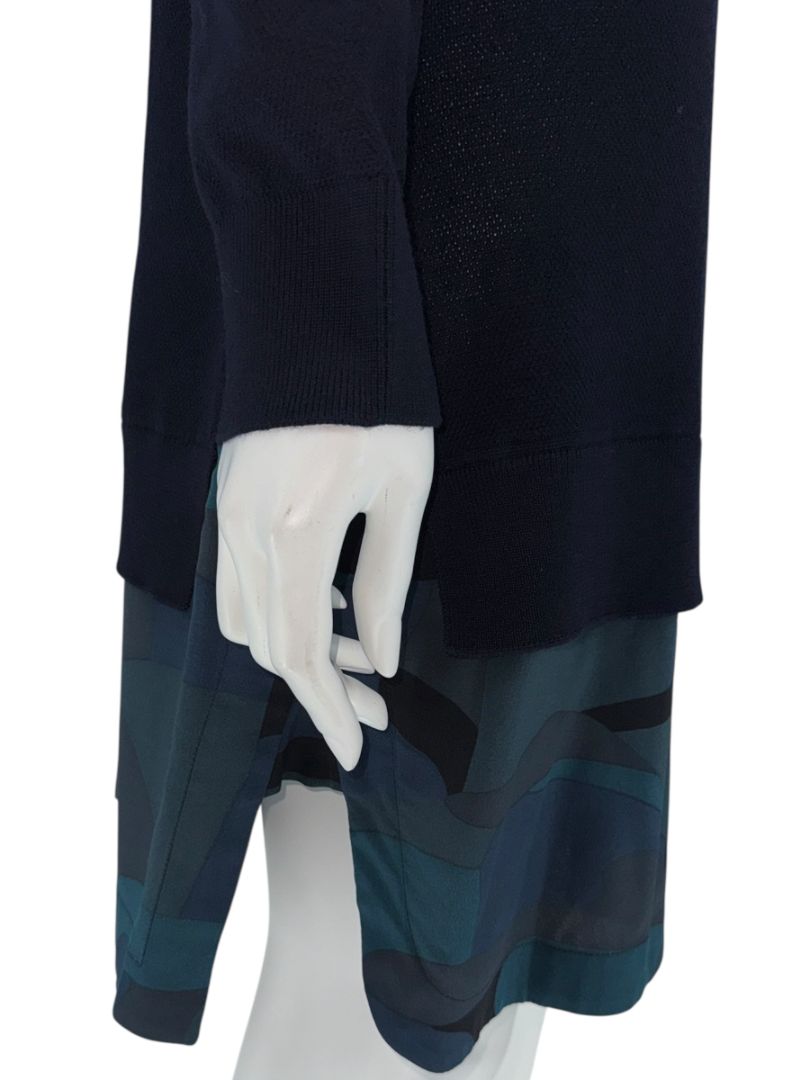 Louis Vuitton Navy Knit Tunic Dress with Printed Hem - Size L